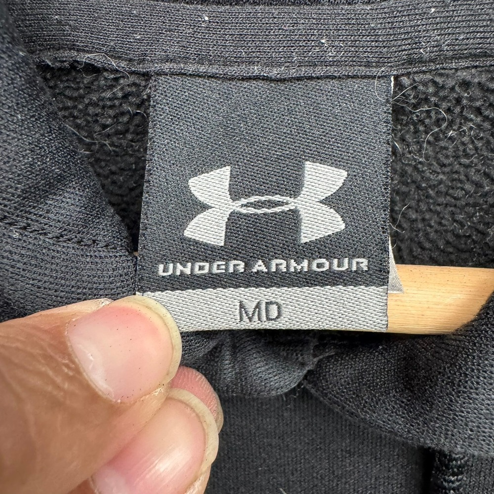 Under Armour Hoodie Men's M Black Pullover Fleece Hooded Sweatshirt Tree Logo - Picture 3 of 11